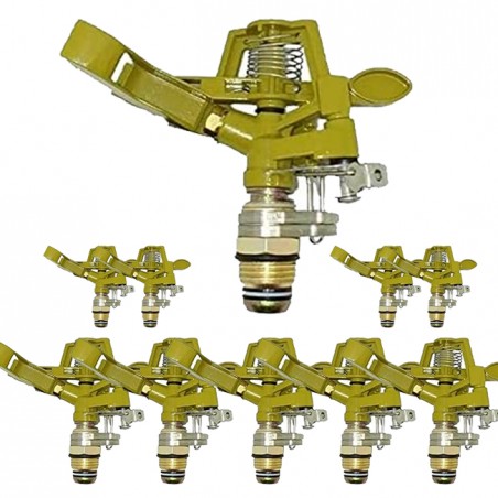 10 x Arroseurs d'arrosage réglables en laiton zinc 1/2''. Portée 7-12,5 m. Débit 9 à 20 litres/minute