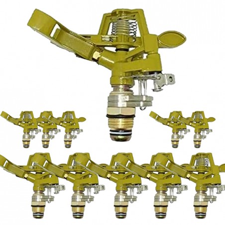 Set di 25 Irrigatore da irrigazione in ottone, zinco regolabile | Spruzzatore a impatto 1/2'' | Spruzzatore da giardino con