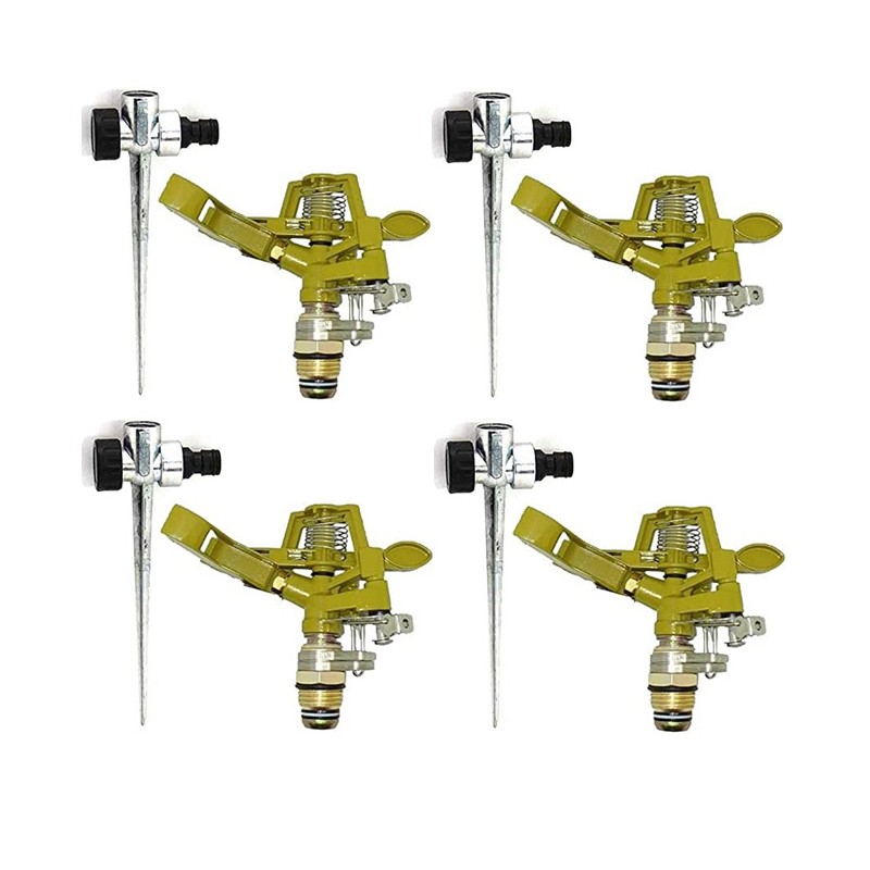 Lot de 4 Arroseurs d'Irrigation Réglables Métalliques + Support | Sectoriel | Prise 1/2''| Zinc et Laiton | Irrigation de jardin Lot de 4 Arroseurs d'Irrigation Réglables Métalliques + Support | Sectoriel | Prise 1/2''| Zinc et Laiton | Irrigation de jardin