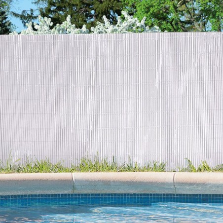 Cañizo ocultación doble cara 1 x 3 m, PVC blanco, aporta un aspecto moderno, elegante y diferente en su jardín o terraza