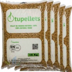 300 Kg Pellet de madera natural 100% para calefacción | 20 sacos de 15 Kg | Combustible ecológico | Energía renovable