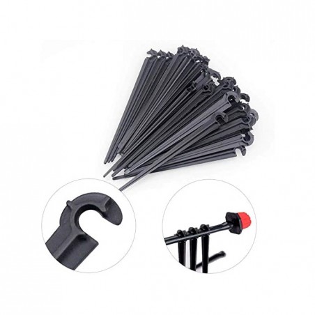 Piquet pour tube goutte à goutte noir 16 mm. 50 piquets.