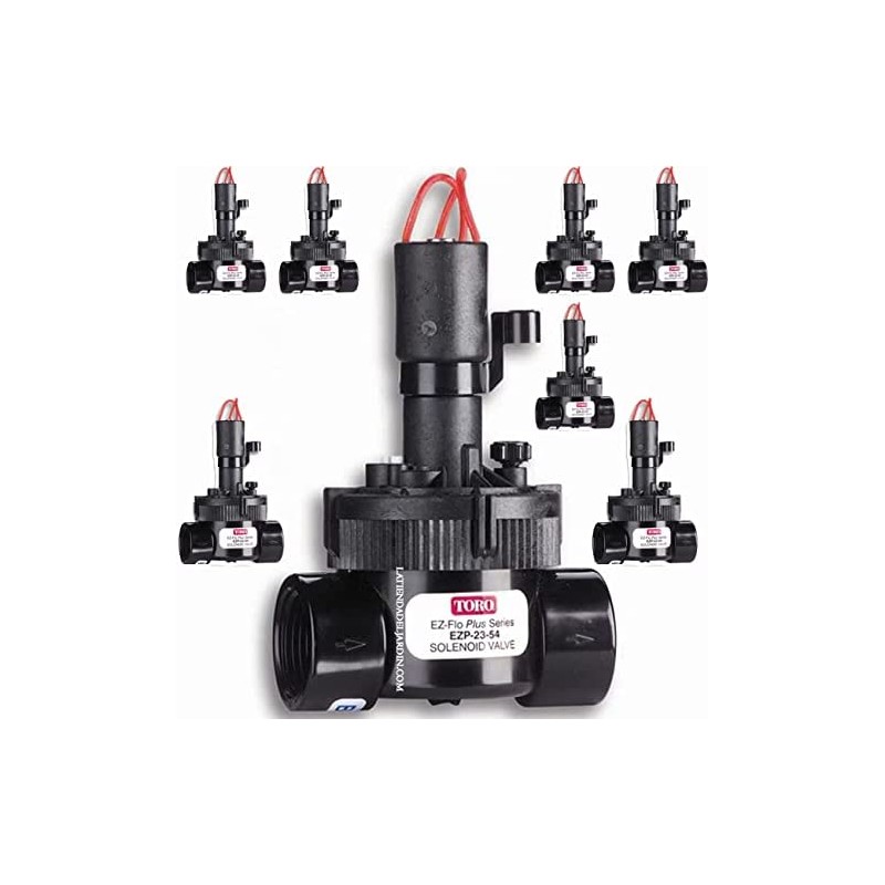 Pacote com 8 válvulas solenóides de irrigação Toro 1" 24V EZ Flo Plus, rosca macho
