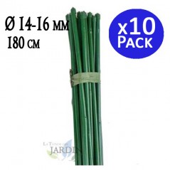 Pack 10 x Tutor Bambú plastificado 180 cm, 14-18 mm diámetro