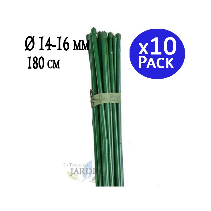 10 x Tuteur en bambou plastifié 180 cm, diamètre de bambou 14-16 mm. Tiges de bambou écologiques pour attacher les arbres 