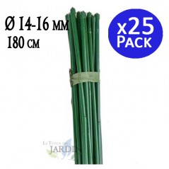 25 x Tuteur en bambou plastifié 180 cm, diamètre de bambou 14-16 mm. Tiges de bambou écologiques pour attacher les arbres 
