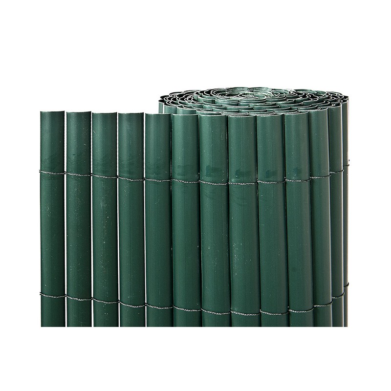 Canisse Synthétique PVC simple 2 x 5 m avec Cannes Entières vert forcé, Brise-Vue pour Jardins, Balcons et Clôtures