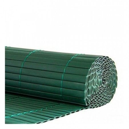 Cañizo ocultación PVC verde oscuro 2 x 5 metros, unidas por hilo nylon cada 10 cm. Simple cara