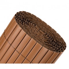 Canisse Synthétique PVC double 1 x 3 m avec Cannes Entières chocolat, Brise-Vue pour Jardins, Balcons et Clôtures