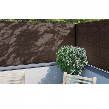 Malla de sombreo ocultación 1 x 5 metros, marrón, ocultación 100% para jardines, terrazas y delimitación parcela