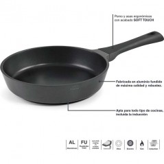 Lacor Padella Grill Antiaderente Titanium Pro, Alluminio, Ø 28 x 6 cm