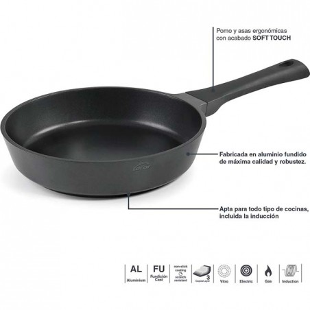 Lacor Padella Grill Antiaderente Titanium Pro, Alluminio, Ø 28 x 6 cm