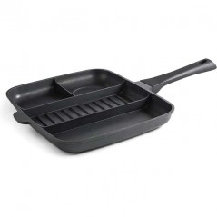 Titanium Pro Grill Pan with Non-Stick Coating, 4-in-1 Individual Compartments, Aluminum, 32x26 cm, Lacor
