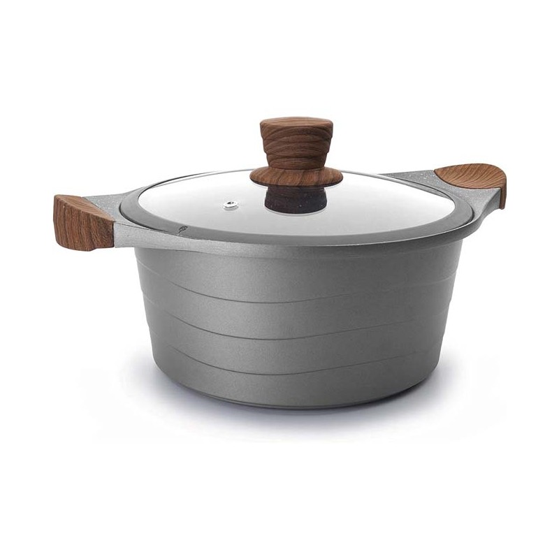 Saucepan with Glass Lid, Grey, Aluminum, 4 L - Ø 24 x 12 cm, Lacor