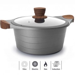  LACOR Casserole with Glass Lid, Grey, Aluminium, 6 L - Ø 28 x 12.5 cm
