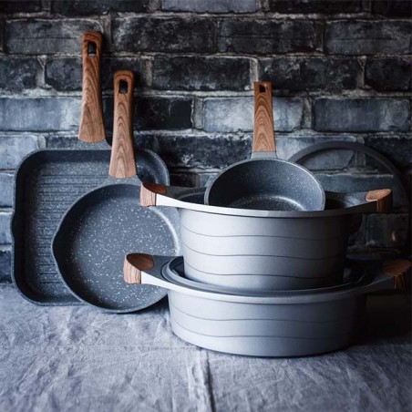 Saucepan with Glass Lid, Grey, Aluminum, 6 L - Ø 28 x 12.5 cm, Lacor