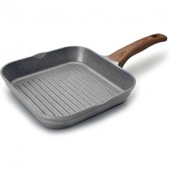 Grill Stilo Poêle à griller en aluminium - Gris, 28x28 cm - 5,2 cm, Lacor 