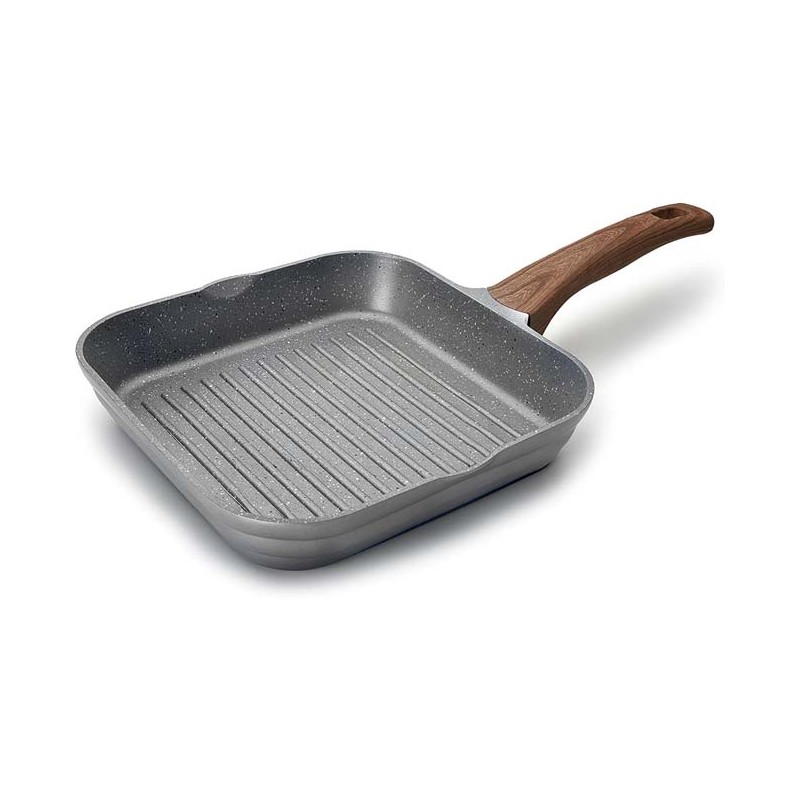 Grill Stilo Poêle à griller en aluminium - Gris, 28x28 cm - 5,2 cm, Lacor 