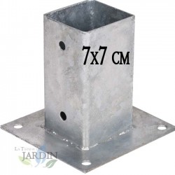 5 x Ancrage métallique carré 7x7 cm, base 15x15 cm Support d'ancrage à Visser pour Poteau pour Béton, Clôtures, Gazebos, Garage