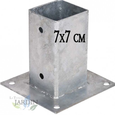 Lot de 5 Ancrage métallique carré 7x7 cm, base 15x15 cm Support d'ancrage à Visser pour Poteau pour Béton, Clôtures, Gazebos