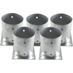 Lot de 5 Ancrage métallique rond 10 cm, hauteur 15 cm Support d'ancrage à Visser pour Poteau pour Béton, Clôtures, Gazebos