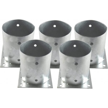 Confezione da 5 tasselli metallici rotondi, alti 10 cm, alti 15 cm. Ideali per pali in legno.