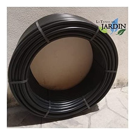 16mm smooth black tubing, 2.5 bar. 25-meter coil. Made in Spain.