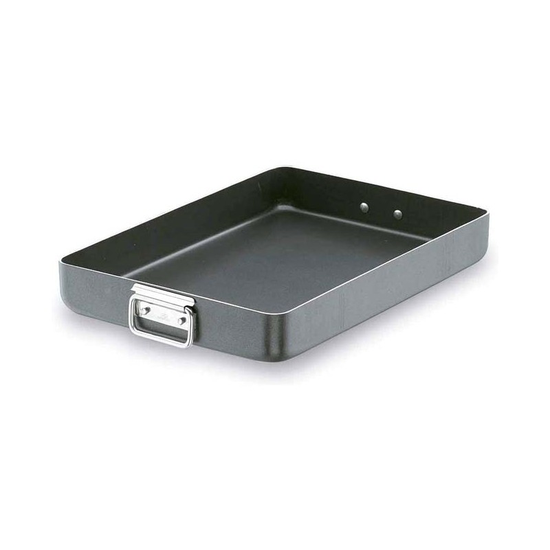 Plateau de rôtissoire en aluminium antiadhésif avec poignée rabattable 40 x 30 x 6,2 cm Plateau de rôtissoire en aluminium antiadhésif avec poignée rabattable 40 x 30 x 6,2 cm