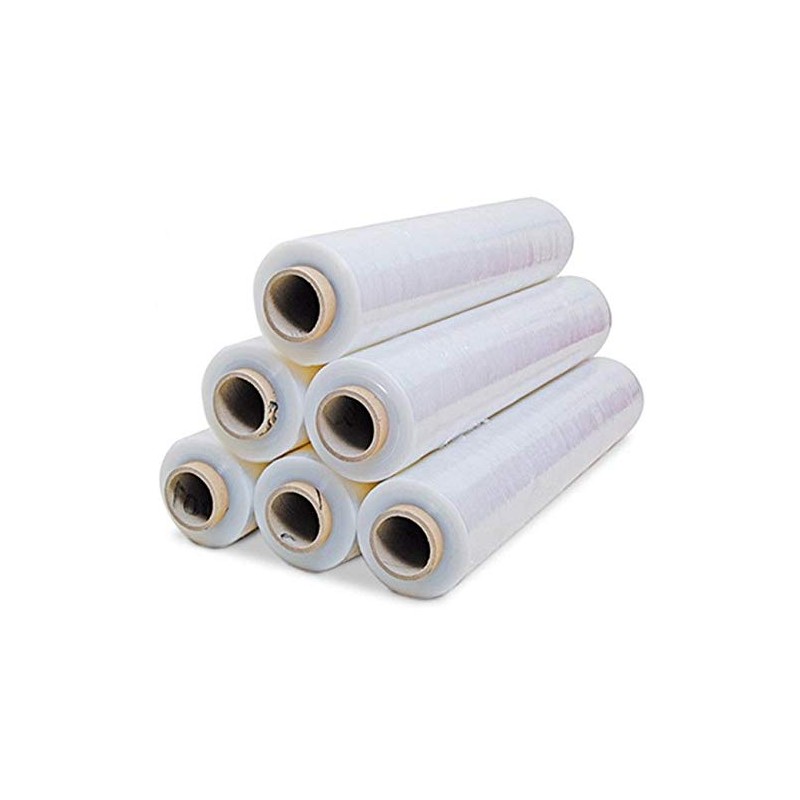 Packung mit 6 x 2 kg dehnbarer transparenter Palettierfolie, 50 cm breit, 23 Mikron