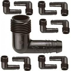 50 x CODO estriado a presión 16mm x 3/4” macho. Utilizado en tubería Rain Bird SPX Flex