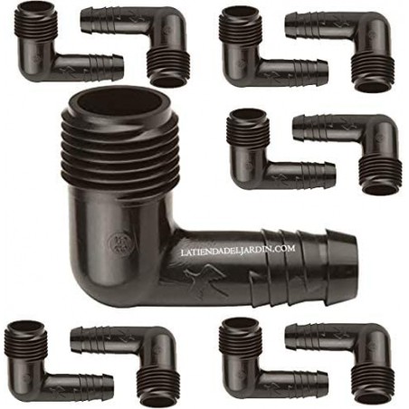 Pacote com 50 cotovelos de gotejamento macho de 16 mm x 3/4" | Usado com tubos Rain Bird SPX para montagem de sprinklers e difus