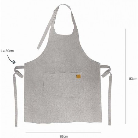 Tablier de cuisine unisexe Lacor - Dimensions 68x83 cm - Couleur Gris chiné
