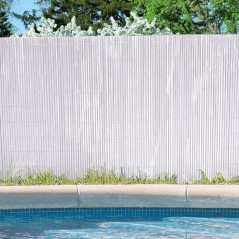 Canisse Synthétique PVC double 1,5 x 3 m avec Cannes Entières blanc, Brise-Vue pour Jardins, Balcons et Clôtures