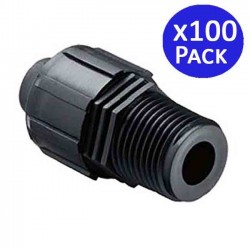 Pack de 100 Raccords Mâle 1/2'' x Tuyau Goutte-à-goutte 16mm | Connexion pour Système d'Irrigation Goutte-à-goutte