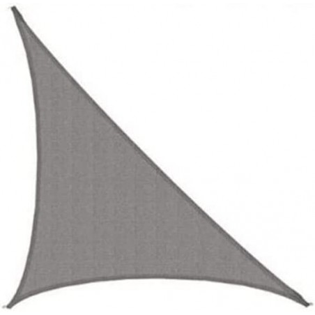 Auvent type Voile en polyester triangulaire 5 x 5 x 5 mètres, gris 165 gr/m2 UV pour jardin. Corde d'installation inclus
