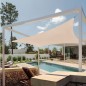 Toldo vela cuadrado poliéster 5x5 m, beige 165 gr/m2 UV para jardin