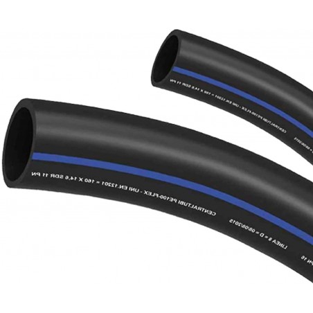 Trinkwasserleitung 40mm 10 bar 25m PE100 Lebensmittelqualität hohe Dichte, blaues Band AENOR