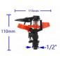 5 x Arroseur secteur agricole arrosage 1/2'', portée 8 à 13 m, Suinga