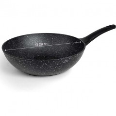 Poêle Wok Antiadhésif fabriqué en aluminium forgé de qualité, Ø28cm, écologique et sans PFOA, noir…