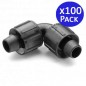 Pack 100 Codo Cinta de Riego Goteo 16mm | Manguito Acodado para Conectar Cintas de Riego | Negro Pack 100 Codo Cinta de Riego Goteo 16mm | Manguito Acodado para Conectar Cintas de Riego | Negro