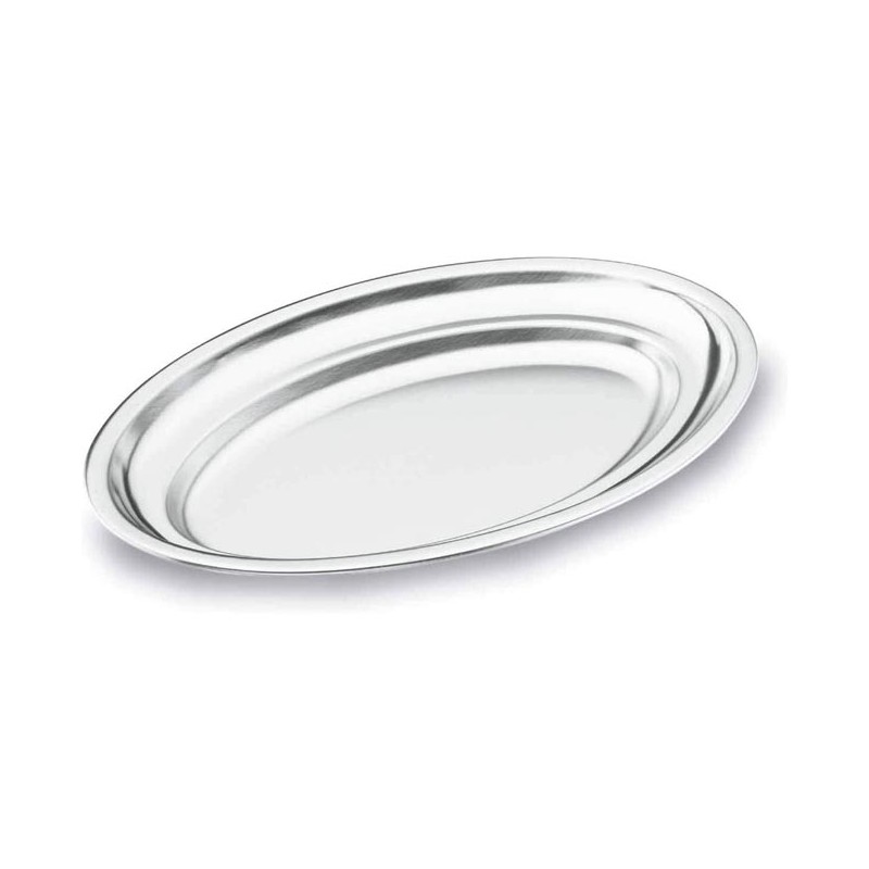 LACOR Platte oval aus Edelstahl, Silber [30 x 20 cm]