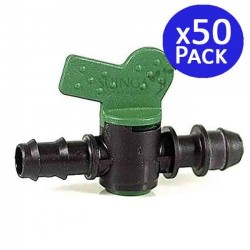 Lot de 50 Vanne départ PE avec joint pour gaine 16mm. Vanne cannelée pour l'irrigation goutte à goutte de haute qualité