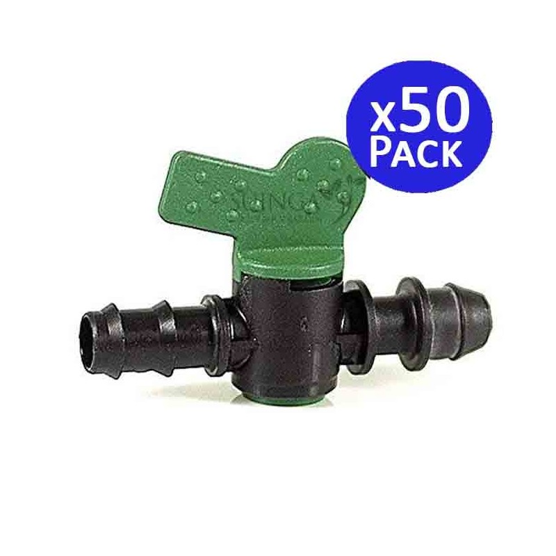 Pack de 50 Vanne de Passage Irrigation Goutte-à-Goutte 20mm | Vanne Striée pour Irrigation Goutte-à-Goutte