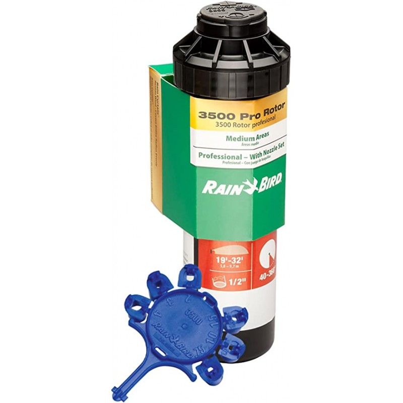 Arroseur Rain Bird 3504-PC. Turbine portée de 4,6 à 10,7 mètres. Filetage femelle 1/2'' Arrosage professionnel de jardin Arroseur Rain Bird 3504-PC. Turbine portée de 4,6 à 10,7 mètres. Filetage femelle 1/2'' Arrosage professionnel de jardin