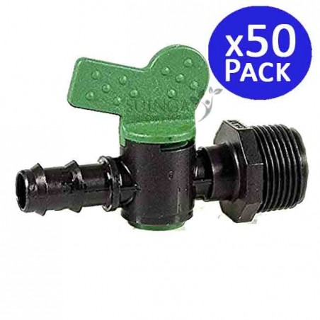 Pack de 50 Clés 20mm x 1/2'' Filetage Mâle | Valve pour irrigation goutte à goutte utilisée pour connecter un tuyau de 16mm à un