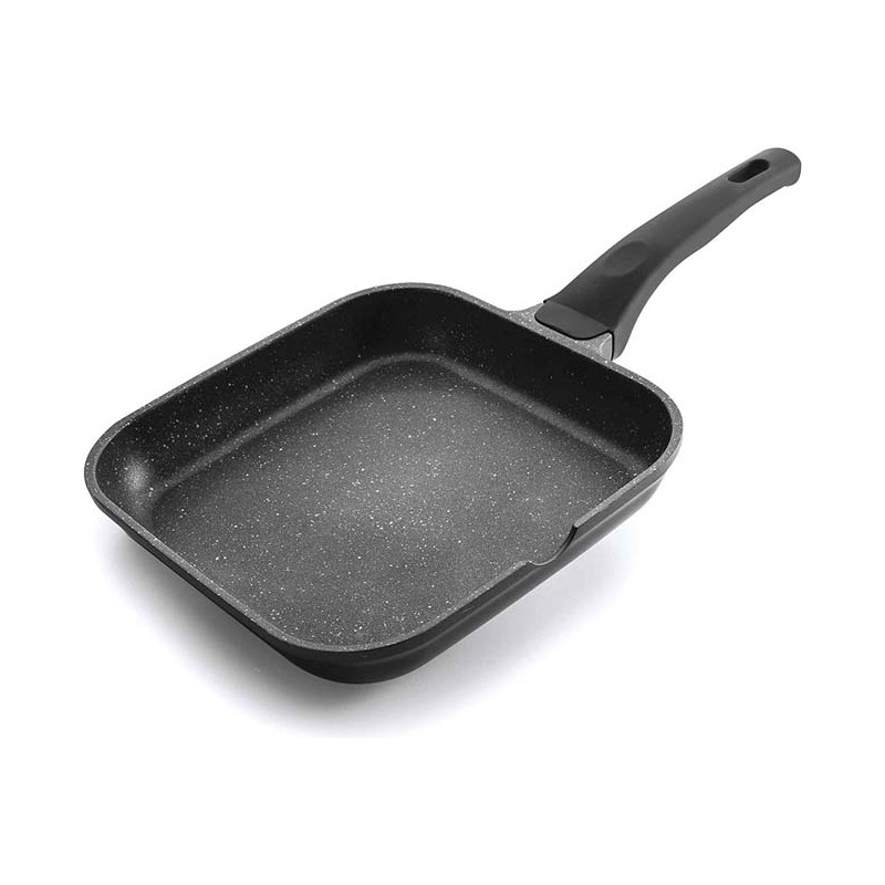 LACOR Grillpfanne - Smooth Eco Stone Grill - Schwarz [24 x 24 cm]