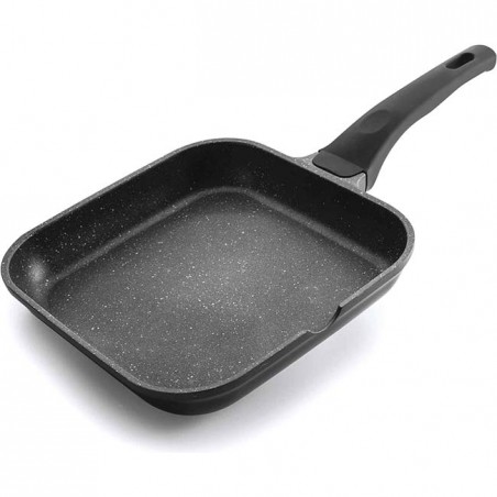  LACOR Grill Pan - Smooth Eco Stone Grill - Black [24 x 24 cm]