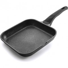 LACOR Grill Pan - Smooth Eco Stone Grill - Black [24 x 24 cm]