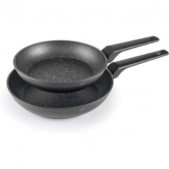 Set 2 Poêles Aluminium Forgé, Antiadhésive, Convient pour tous les types de cuisinières et induction, Ø20 et Ø24 cm