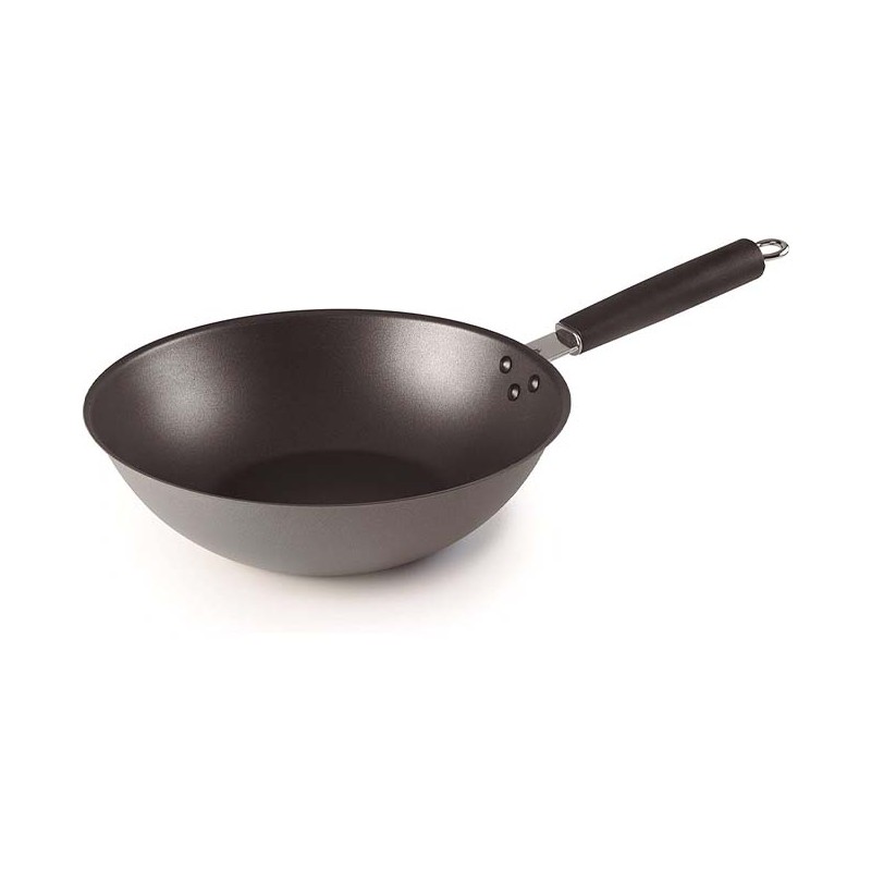 Wok Lacor 28 cm en acier inoxydable | Poêle de cuisson professionnelle, compatible induction et gaz | Wok antiadhésif